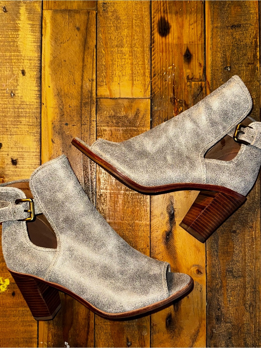 Donald J. Pliner Distressed Open-Toe Block Heel Ankle Boots